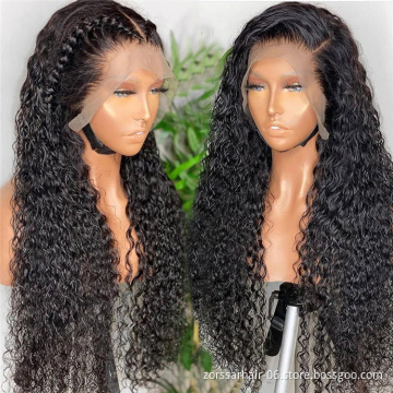 Best selling virgin hair 13x6 HD lace frontal wig HD human hair lace wig 100% human hair natural black water wave brazilian wig